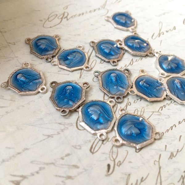 画像5: ブルーエナメルのセンターメダイ（13個セット） (5)