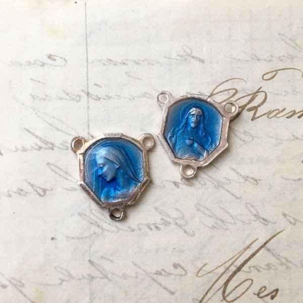 画像2: ブルーエナメルのセンターメダイ（13個セット） (2)