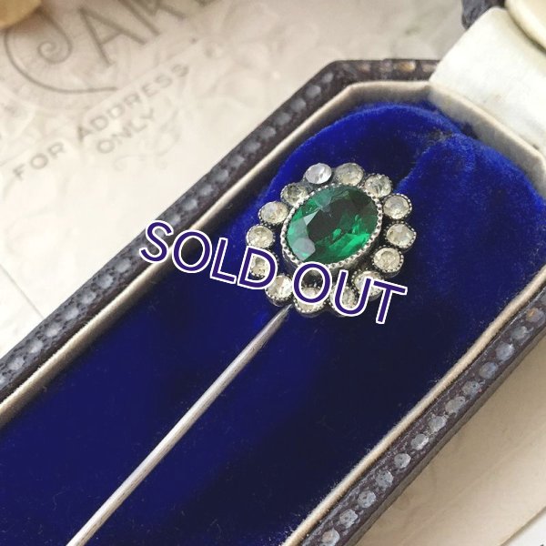 画像4: 銀製 エメラルドガラスのクラヴァットピン (4)