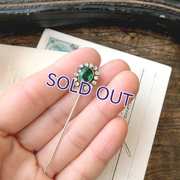 画像10: 銀製 エメラルドガラスのクラヴァットピン (10)