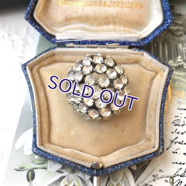 画像2: クリアガラスのドームクラスターブローチ (2)