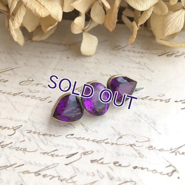 画像4: アメジストガラスのダブルハートブローチ (4)