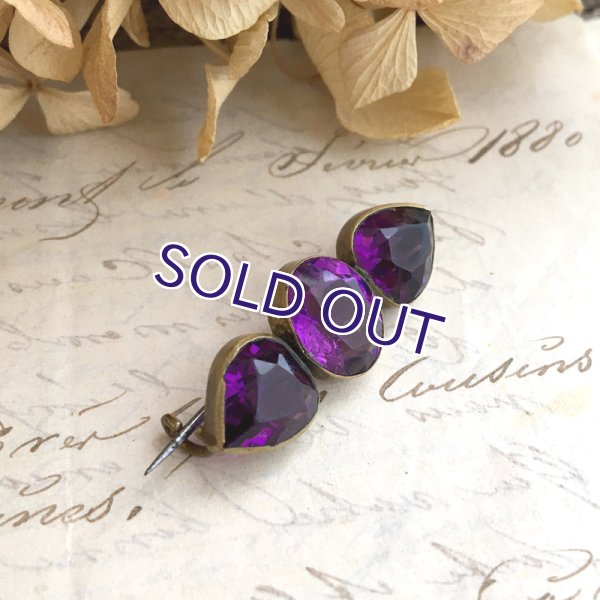 画像3: アメジストガラスのダブルハートブローチ (3)