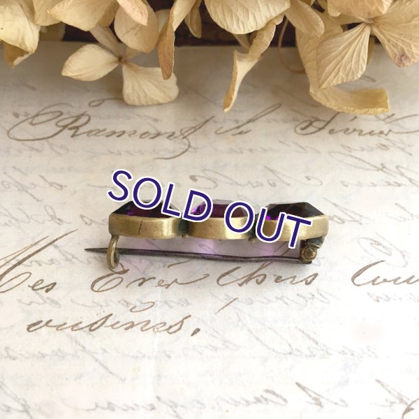 画像7: アメジストガラスのダブルハートブローチ (7)