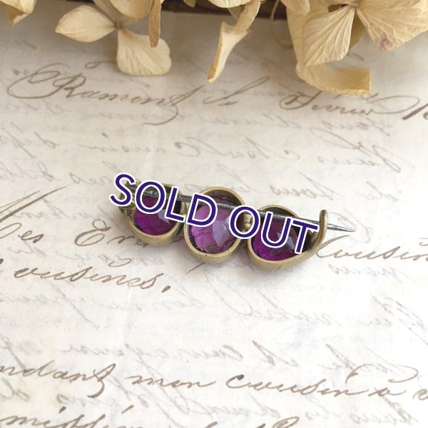 画像6: アメジストガラスのダブルハートブローチ (6)