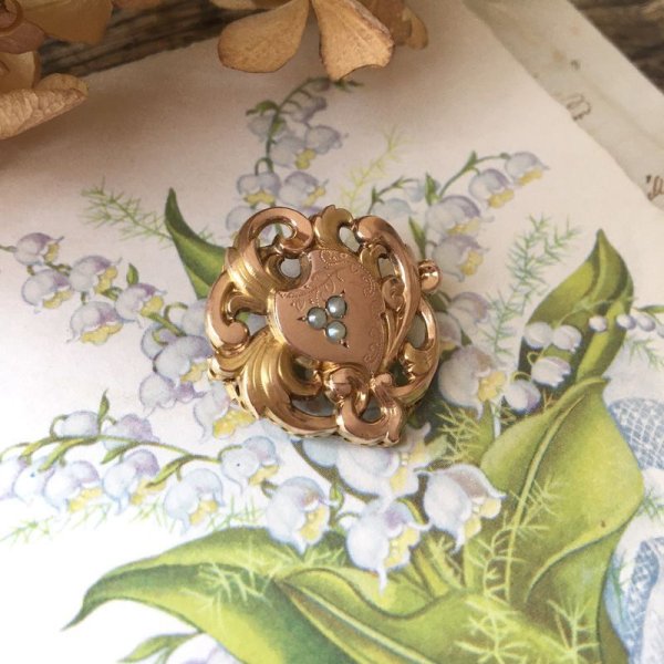 画像6: パールとアカンサス文様のゴールドブローチ (6)