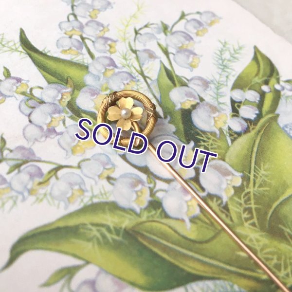 画像3: 18金 パールと四葉クローバーのピン (3)