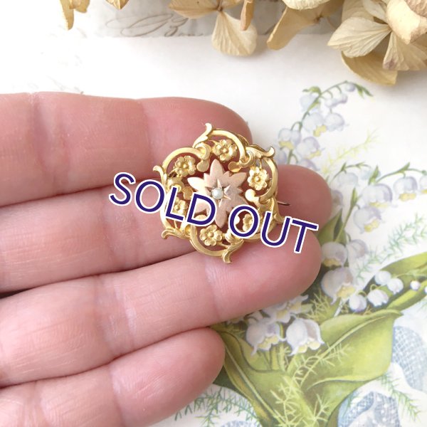 画像7: FIX 花とパールのゴールドブローチ (7)