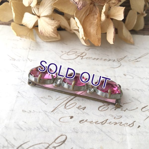 画像7: ピンクガラスの三連ブローチ (7)