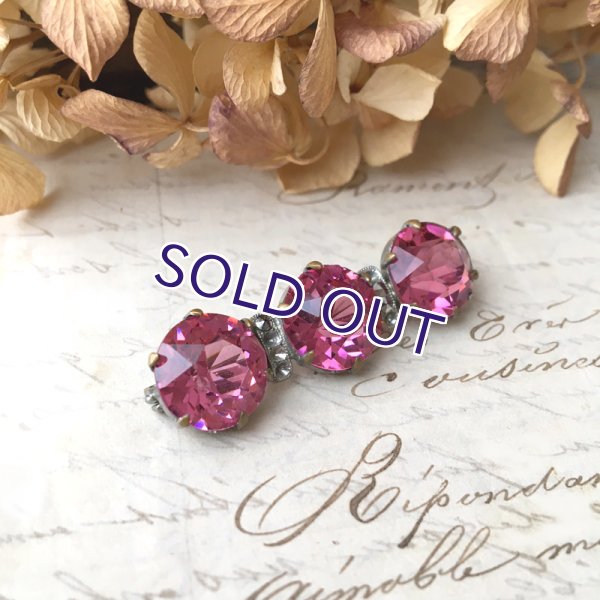 画像5: ピンクガラスの三連ブローチ (5)