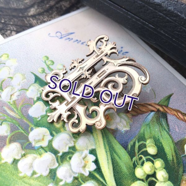 画像7: 『LP』イニシャルモノグラムのゴールドブローチ (7)