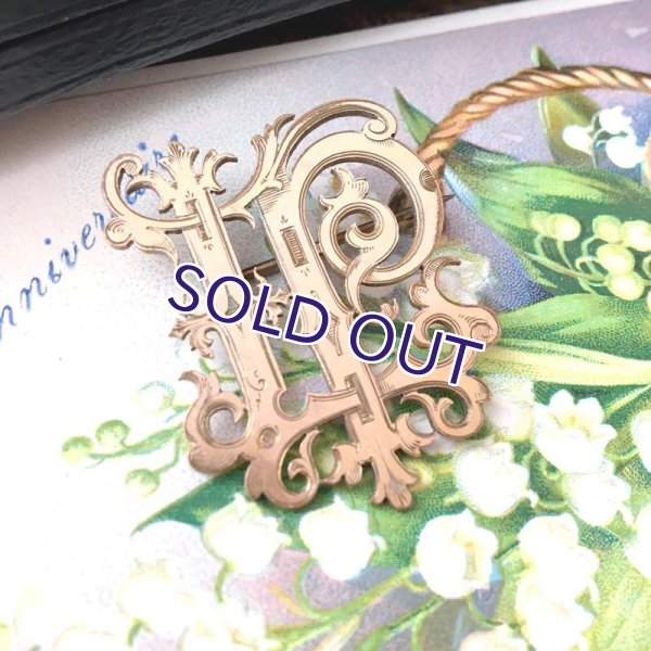 画像8: 『LP』イニシャルモノグラムのゴールドブローチ (8)