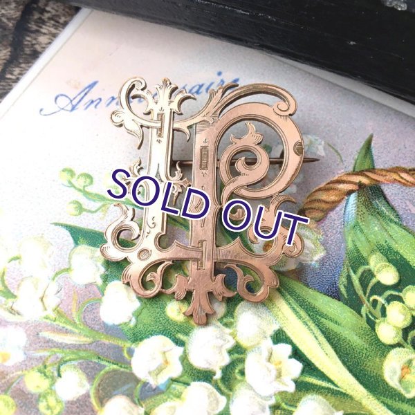 画像9: 『LP』イニシャルモノグラムのゴールドブローチ (9)