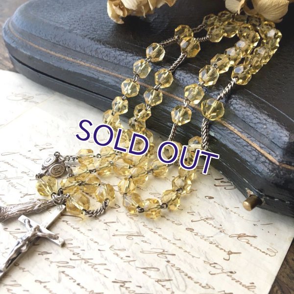 画像2: シトリンガラスのシルバーロザリオ (2)