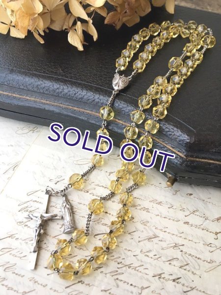 画像9: シトリンガラスのシルバーロザリオ (9)
