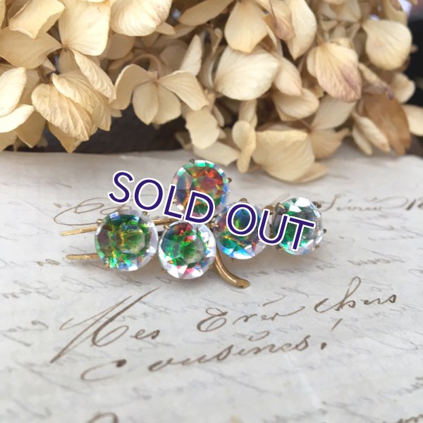 画像1: クローバーアイリスガラスのバーブローチ (1)