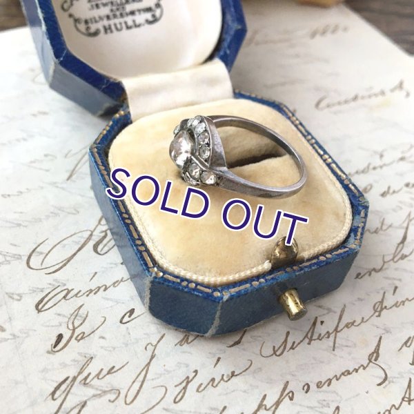 画像8: クリアガラスのアールデコシルバーリング (8)