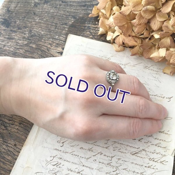 画像10: クリアガラスのアールデコシルバーリング (10)