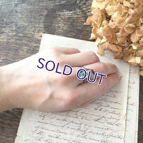 画像9: スクエア型 アイリスガラスシルバーリング (9)