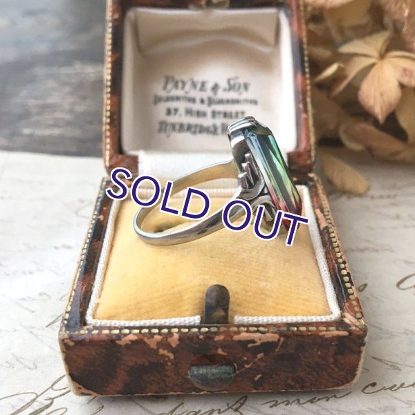 画像8: スクエア型 アイリスガラスシルバーリング (8)