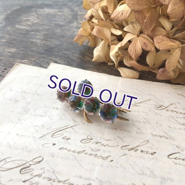 画像11: クローバーアイリスガラスのバーブローチ (11)