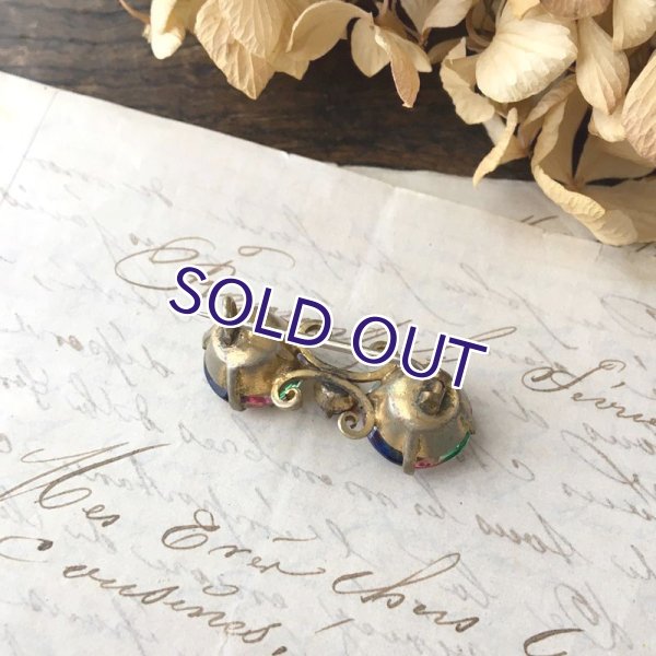 画像7: 初期アイリスガラスの眼鏡型ブローチ (7)