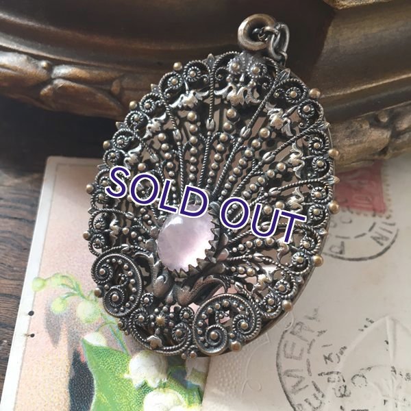 画像10: ローズクォーツと貝殻モチーフのシャトレーンミラー (10)