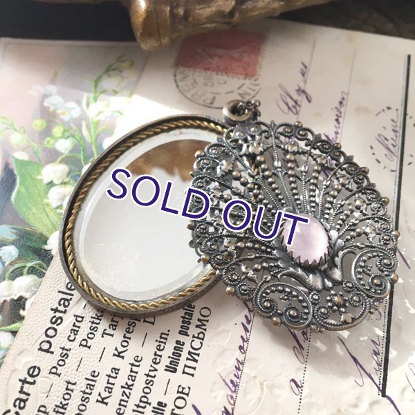 画像5: ローズクォーツと貝殻モチーフのシャトレーンミラー (5)