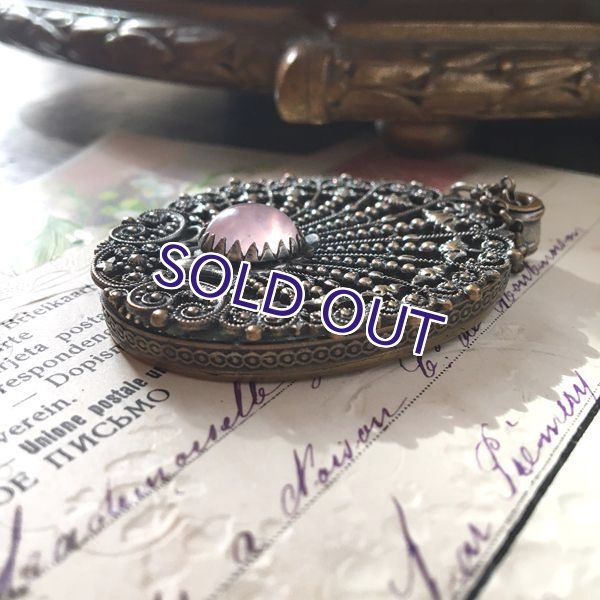 画像7: ローズクォーツと貝殻モチーフのシャトレーンミラー (7)