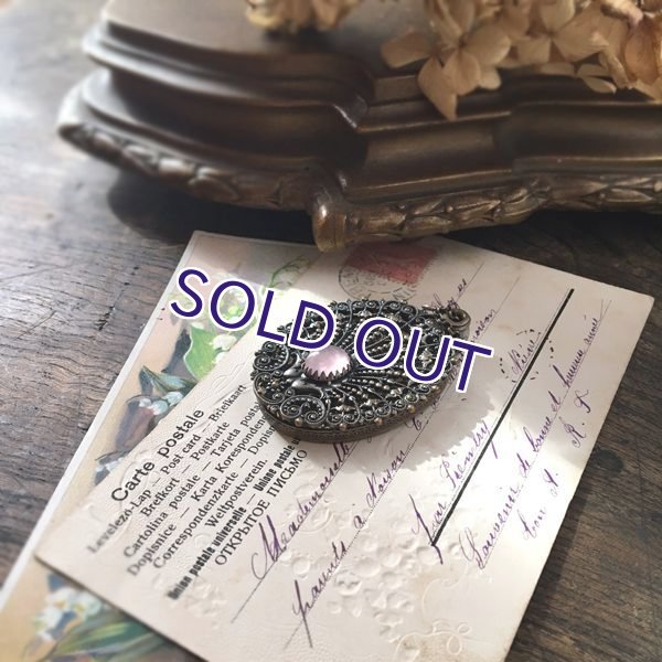 画像9: ローズクォーツと貝殻モチーフのシャトレーンミラー (9)