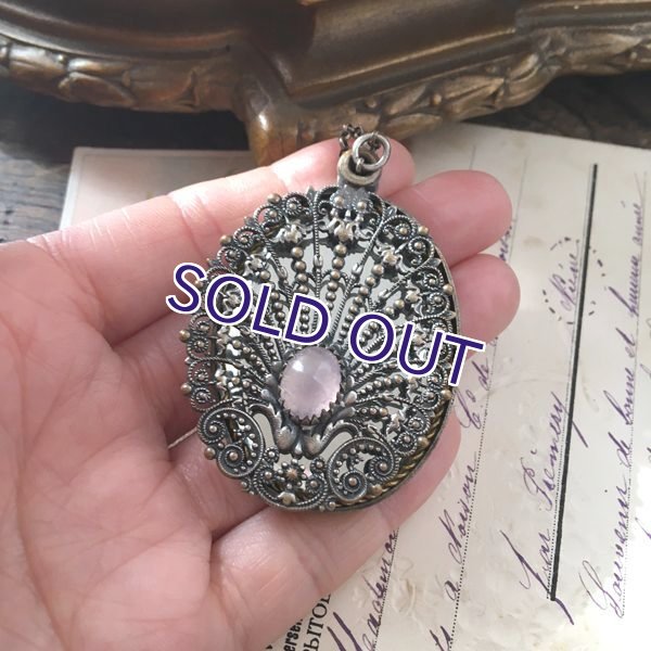 画像11: ローズクォーツと貝殻モチーフのシャトレーンミラー (11)