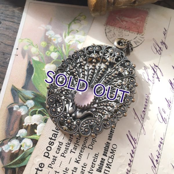 画像6: ローズクォーツと貝殻モチーフのシャトレーンミラー (6)