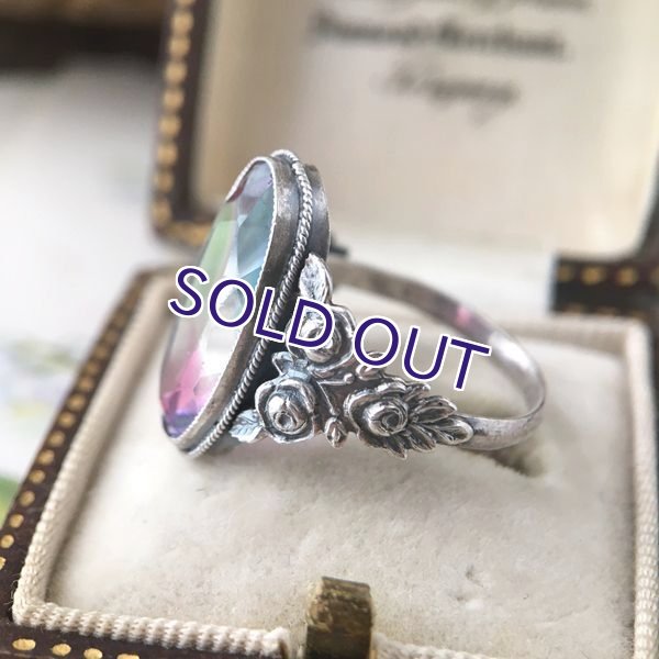 画像4: アイリスガラスとバラのシルバーリング (4)