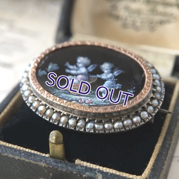 画像5: ふたりの天使のミニアチュールエナメルブローチ (5)