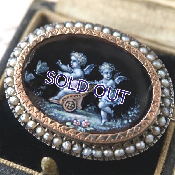 画像3: ふたりの天使のミニアチュールエナメルブローチ (3)