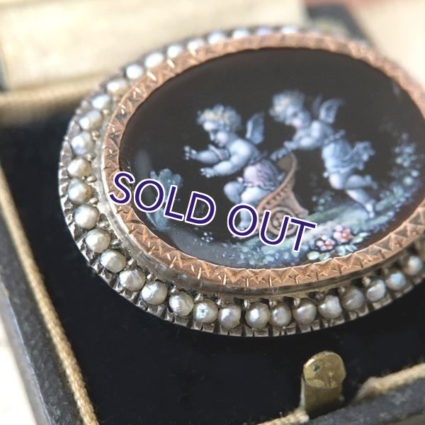 画像4: ふたりの天使のミニアチュールエナメルブローチ (4)