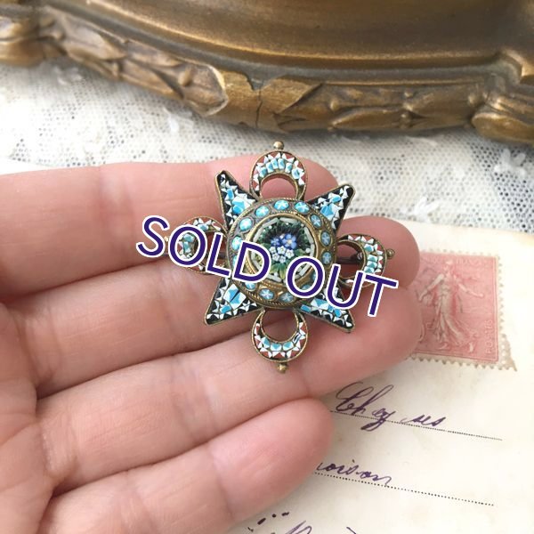 画像11: 勿忘草のマイクロモザイクブローチ (11)