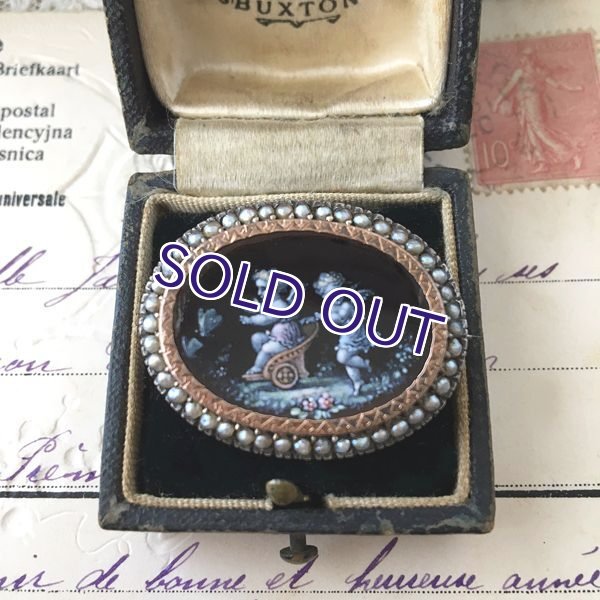 画像2: ふたりの天使のミニアチュールエナメルブローチ (2)