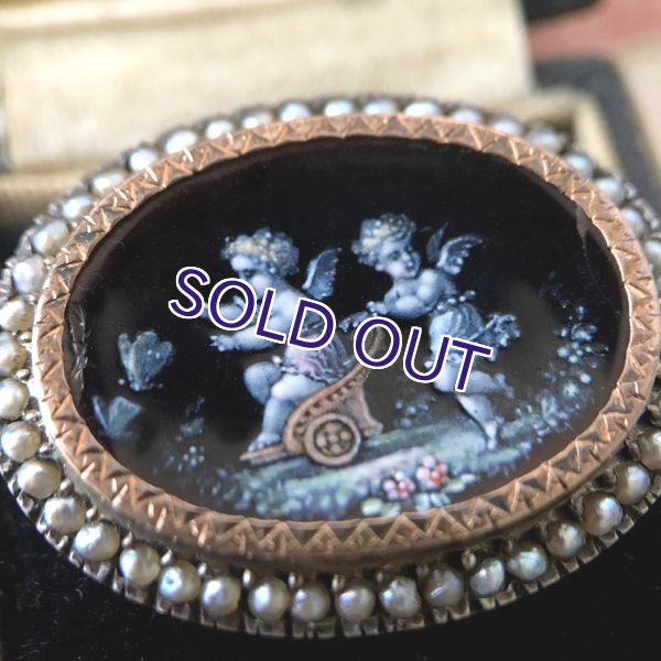 画像10: ふたりの天使のミニアチュールエナメルブローチ (10)