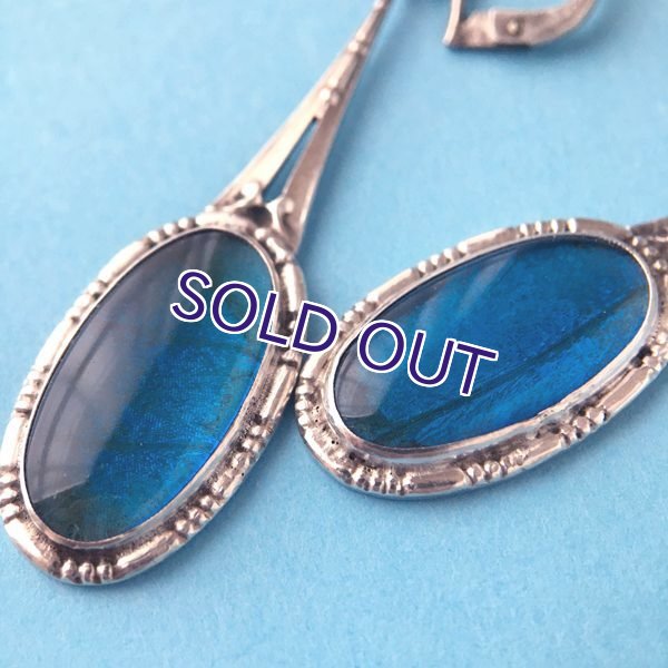 画像2: 銀製 モルフォ蝶のピアス (2)