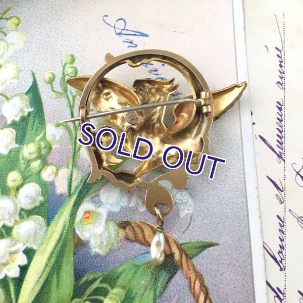 画像5: FIX パール付 グリフォンのゴールドブローチ (5)