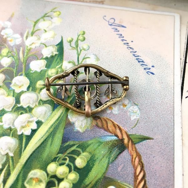 画像5: 赤ガラスとアールデコデザインのブローチ (5)