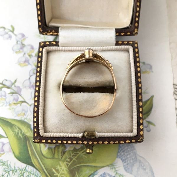 画像7: FIX エメラルドガラスとパールのゴールドリング (7)