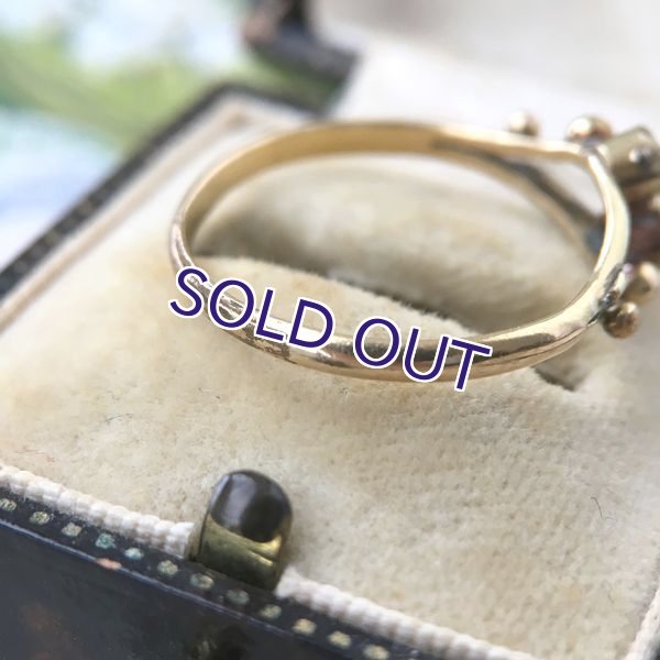 画像8: ORIA ルビーガラスとパールのゴールドリング（訳あり） (8)