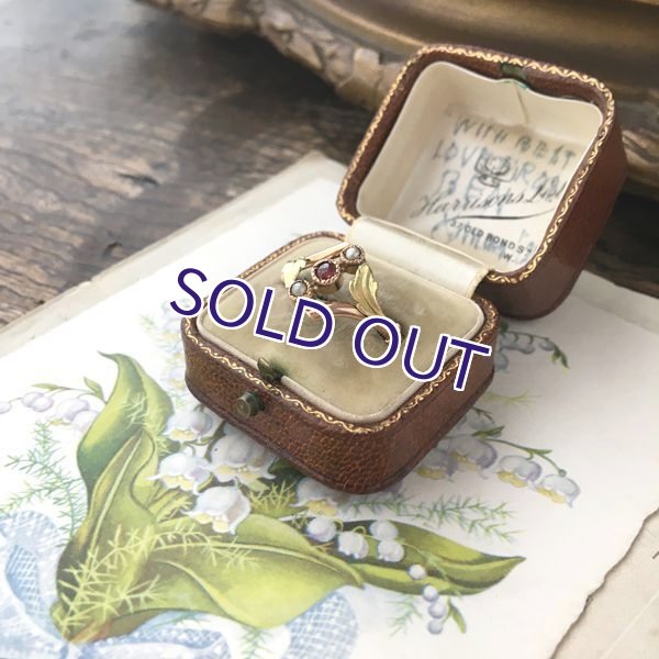 画像9: FIX ルビーガラスとパールのゴールドリング (9)