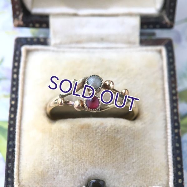 画像3: ORIA ルビーガラスとパールのゴールドリング（訳あり） (3)
