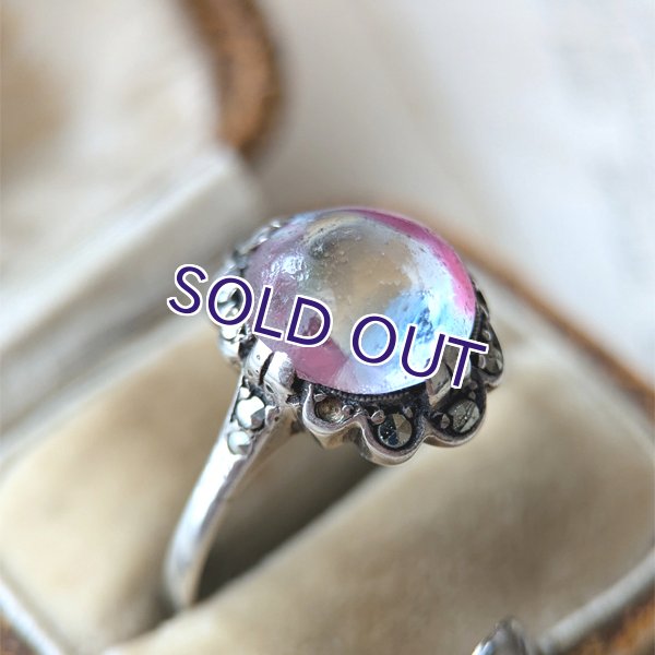 画像5: カボションアイリスガラスとマーカサイトのシルバーリング (5)