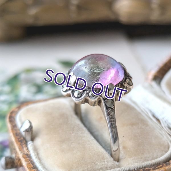 画像4: カボションアイリスガラスとマーカサイトのシルバーリング (4)