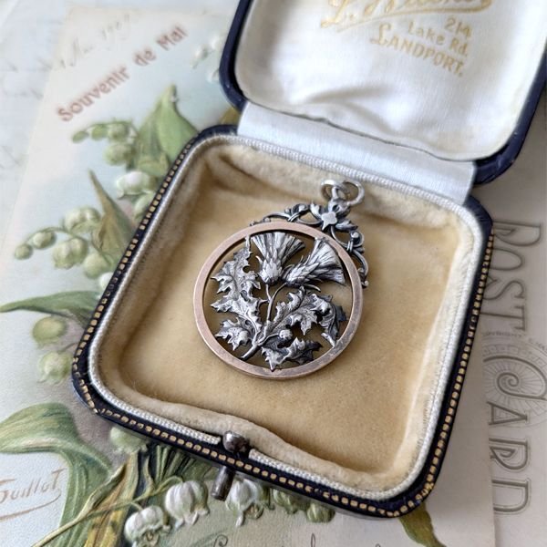 画像6: 銀製 アザミの花のペンダント (6)