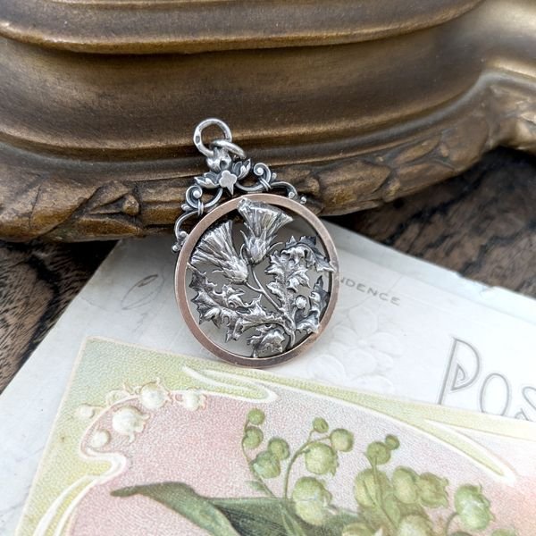 画像9: 銀製 アザミの花のペンダント (9)